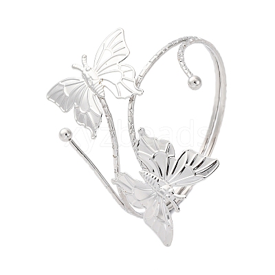 Butterfly Alloy Arm Cuff Bangles for Girl Women AJEW-A063-01H-P-1