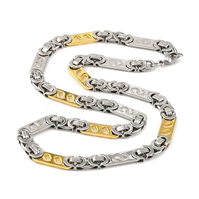 201 Stainless Steel Rectangle with S Links Chain Necklace NJEW-F22-39F-GP-1