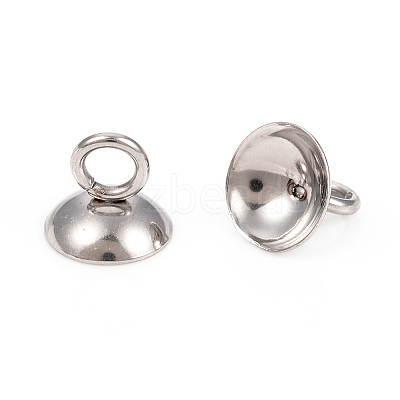 201 Stainless Steel Bead Cap Pendant Bails STAS-L244-27E-P-1