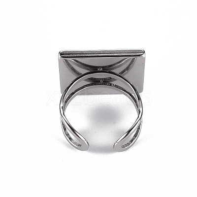 Tarnish Resistant 201 Stainless Steel Cuff Pad Ring Settings STAS-S080-041E-P-1