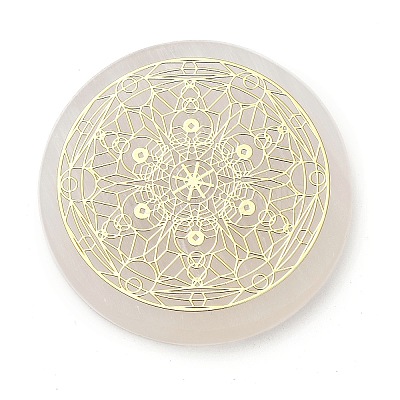 Flat Round Natural Selenite Slice Coasters AJEW-C042-01B-1