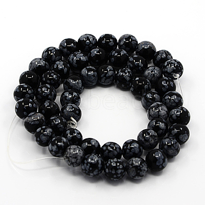 Natural Snowflake Obsidian Beads Strands G-G515-4mm-01-1