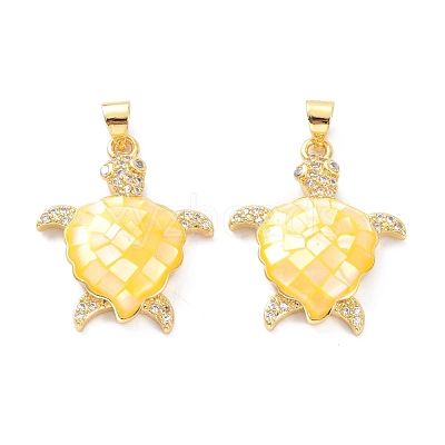 Real 18K Gold Plated Brass Micro Pave Clear Cubic Zirconia Pendants KK-D004-05G-M01-1