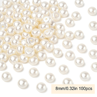 100Pcs ABS Plastic Imitation Pearl Beads OACR-YW0002-46C-1