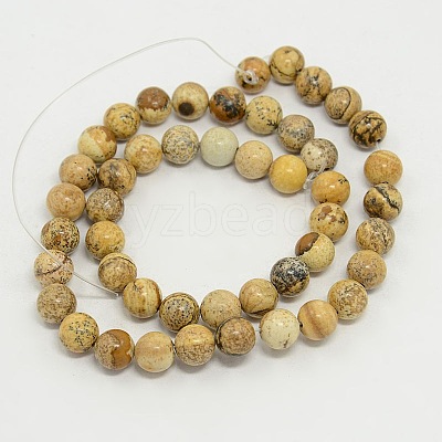 Picture Jasper Round Beads Strands X-G-GSR8mmC016-1