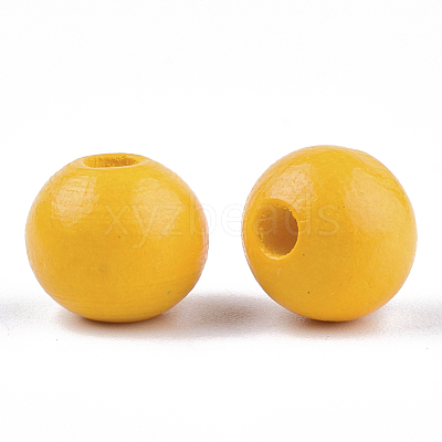 Painted Natural Wood Beads WOOD-S049-05I-1
