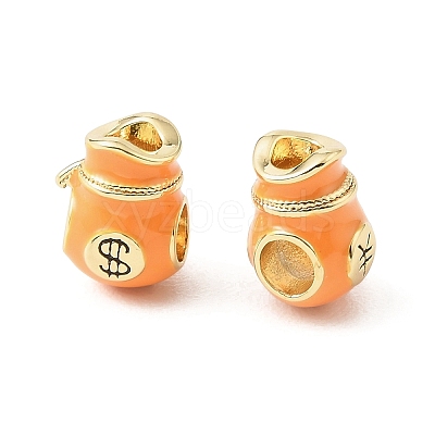 Money Bag Brass Enamel European Beads KK-CBA9CBD-17G-1