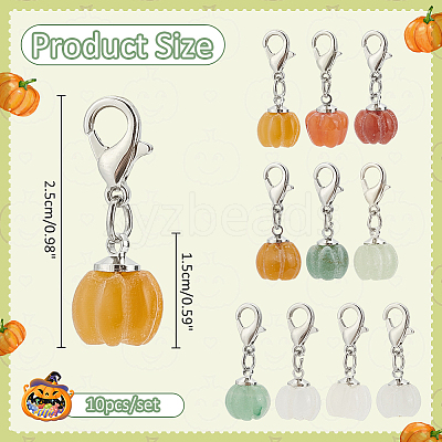 Natural Gemstone Autumn Pumpkin Pendant Locking Stitch Markers HJEW-AB00610-1