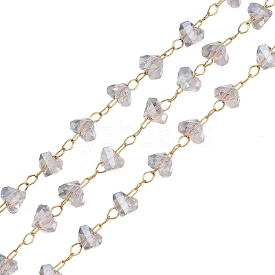 Glass & 304 Stainless Steel Beaded Chains SA-CBAD321-04A-1