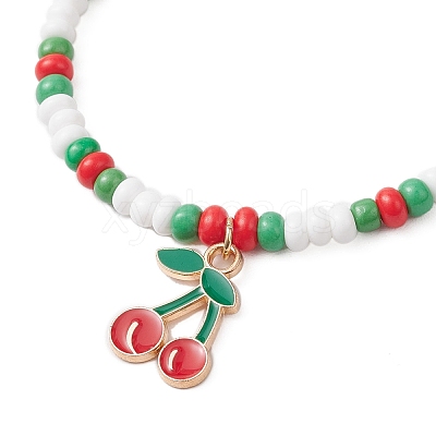 9Pcs Fruit Theme Alloy Enamel Charm Bracelets BJEW-MZ00206-09-1