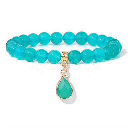 Natural Amazonite Beaded Stretch Bracelets PW-WGB60EB-06-1