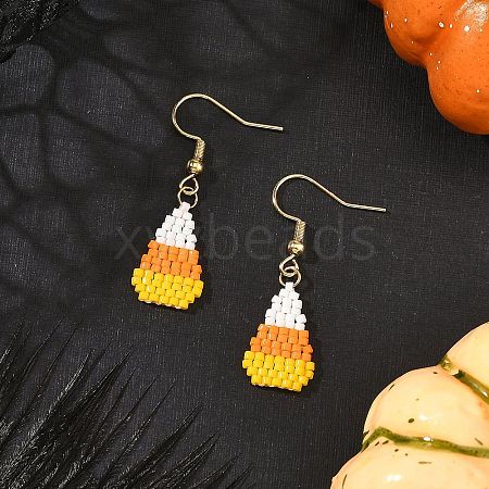 Halloween Glass Candy Corn Dangle Earrings EJEW-MZ00801-1