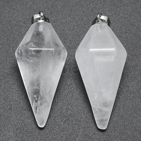Natural Quartz Crystal Pointed Pendants X-KK-E757-F-08P-1
