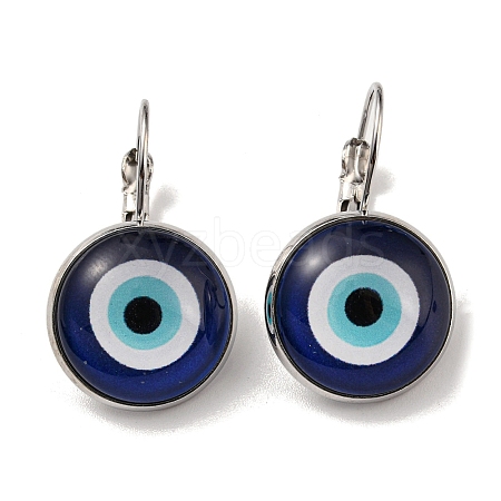 Evil Eye Glass Leverback Earrings with Brass Earring Pins EJEW-Q798-01L-1