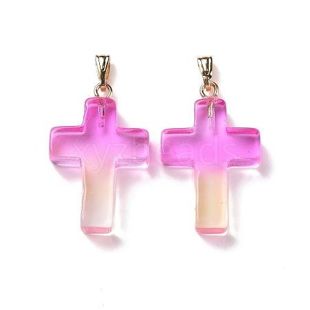 Two Tone Transparent Glass Pendants GLAA-A004-02B-1