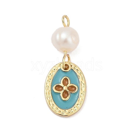 Natural Cultured Freshwater Pearl & Brass Pendants KK-U062-14G-01-1