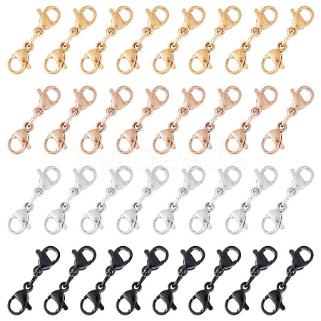 CRASPIRE 32Pcs 4 Colors 304 Stainless Steel Double Lobster Claw Clasps STAS-CP0001-03-1