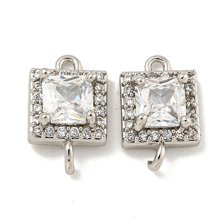 Brass Pave Clear Cubic Zirconia Connector Charms KK-P275-43P-1