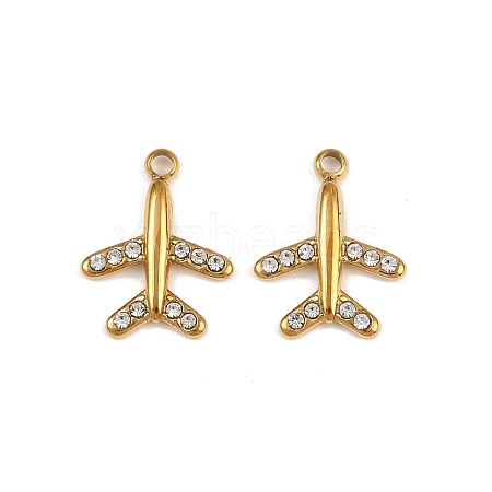 304 Stainless Steel with Crystal Rhinestone Charms STAS-G357-12G-1