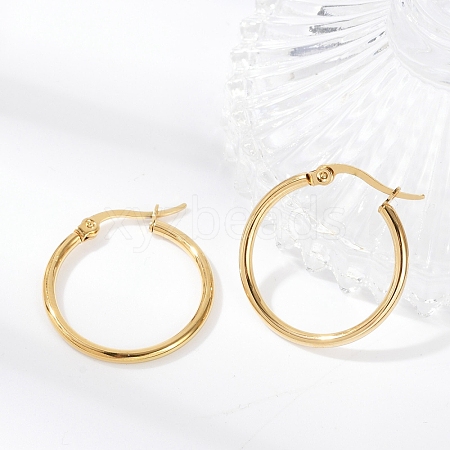 PVD Vacuum Plating 201 Stainless Steel Hoop Earrings with 304 Stainless Steel Pins for Women EJEW-D279-12G-02-1