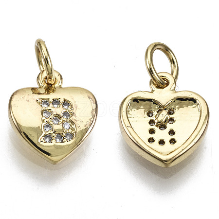 Brass Micro Pave Clear Cubic Zirconia Charms KK-N227-34B-NF-1