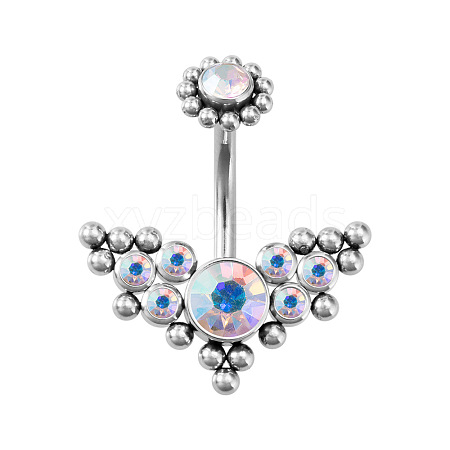 316L Surgical Stainless Steel Cubic Zirconia Wing 15 Gauge Belly Button Rings WG4371E-07-1