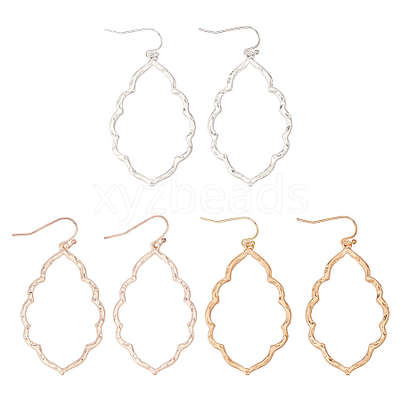 ANATTASOUL 3 Pairs 3 Colors Alloy Dangle Earrings with Brass Pins EJEW-AN0004-44-1