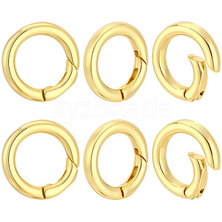 6Pcs Rack Plating Brass Spring Gate Rings KK-BBC0028-44-1
