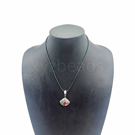 Natural Ruby in Zoisite Fan-Shaped Pendant Necklaces VA7169-7-1