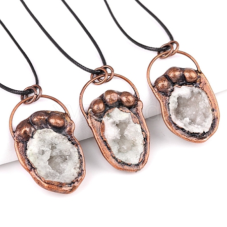 Natural Druzy Agate Pendants PW-WGF8F92-01-1