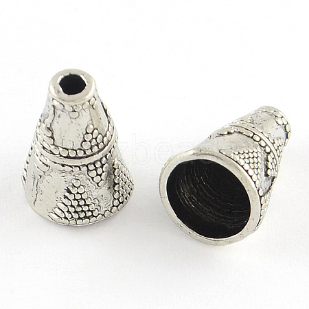Tibetan Style Cone Alloy Bead Caps TIBE-Q044-13AS-RS-1