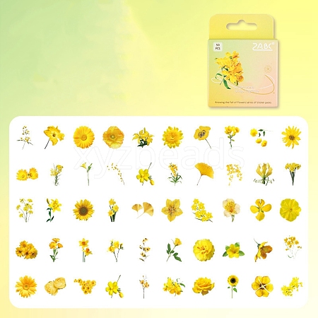 50Pcs 50 Styles Flower PET Sticker PW-WG35408-06-1