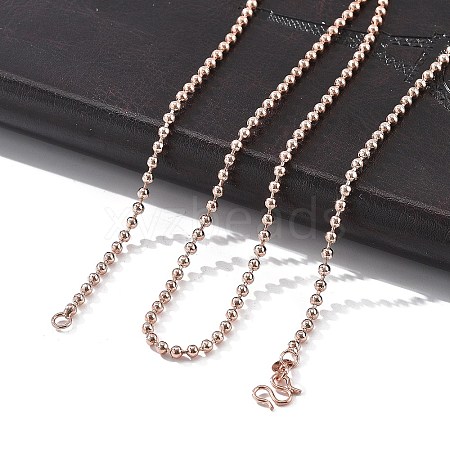 1.5mm Rack Plating Brass Ball Chain Necklaces for Women Men MAK-L044-63RG-1