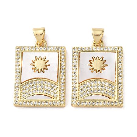 Brass Micro Pave Clear Cubic Zirconia Pendants KK-B083-35C-G-1