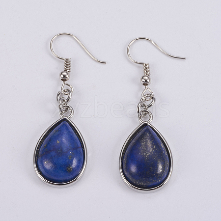 Natural Lapis Lazuli Dangle Earrings EJEW-F133-02E-1