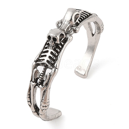 Tibetan Style Alloy Cuff Bangles BJEW-P337-02AS-1