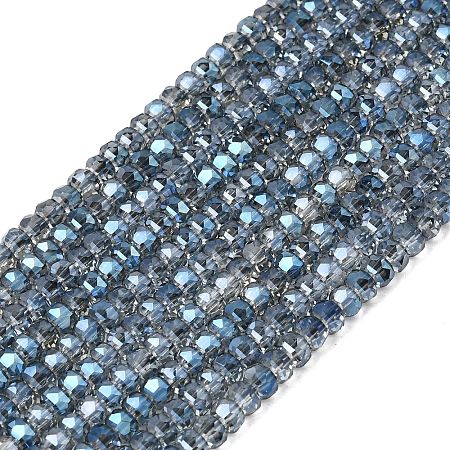 Electroplate Glass Beads Strands GLAA-Q105-03W-1