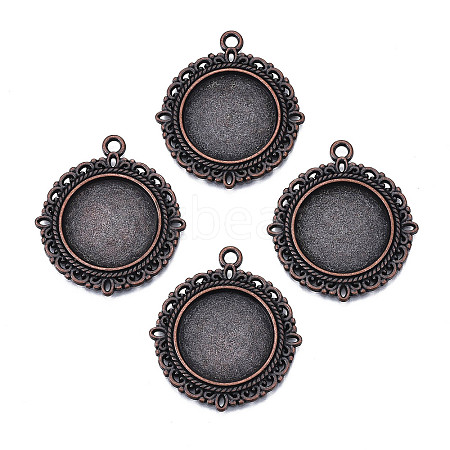 Tibetan Style Alloy Pendant Cabochon Settings TIBE-T003-08R-NR-1
