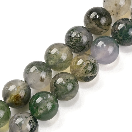 Natural Moss Agate Beads Strands G-J358-01-10MM-1