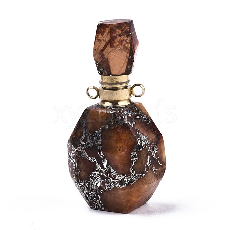 Assembled Synthetic Pyrite and Imperial Jasper Openable Perfume Bottle Pendants G-R481-14F-1