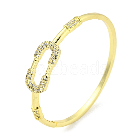 Rectangle Brass Micro Pave Clear Cubic Zirconia Hinged Bangles for Women BJEW-Z062-05B-1