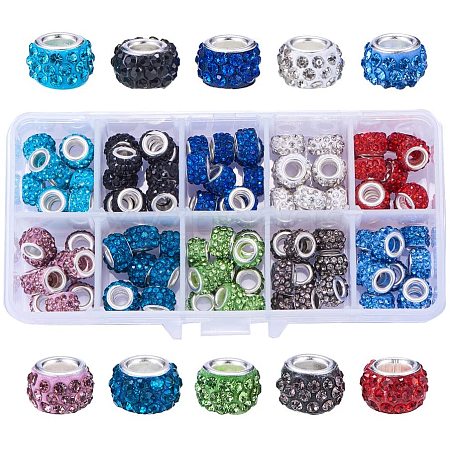 Polymer Clay Rhinestone European Beads CPDL-NB0001-02-1