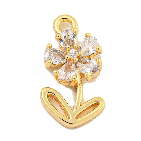 Brass Micro Pave Clear Cubic Zirconia Pendants KK-U015-09G-1