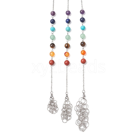 3Pcs 3 Styles 304 Stainless Steel Chain Macrame Pouch Empty Stone Holder Dowsing Pendulums PALLOY-JF02878-1