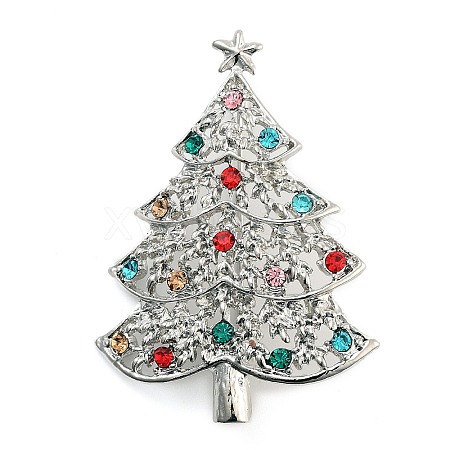 Christmas Theme Alloy Colorful Rhinestone Brooches JEWB-S022-02C-P-1