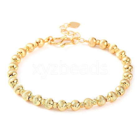 Brass Grooved Rondelle Beaded Bracelets for Women BJEW-G711-09G-1