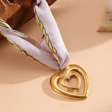 304 Stainless Steel Pendant Scarf Necklaces for Women WGD26AB-04-1