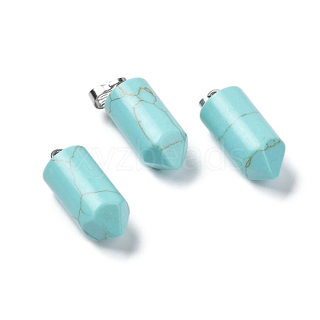 Synthetic Turquoise Dyed Pointed Pendants G-E596-02P-01-1