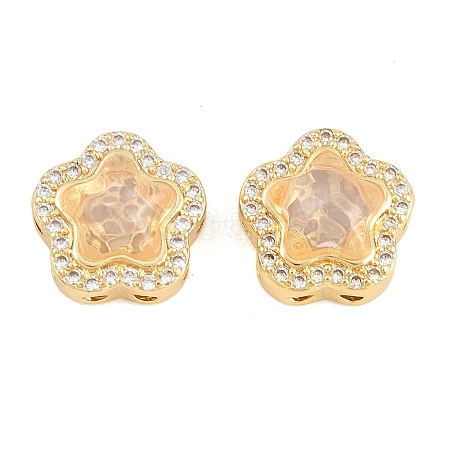 Brass Clear Cubic Zirconia Beads KK-B186-01G-02-1
