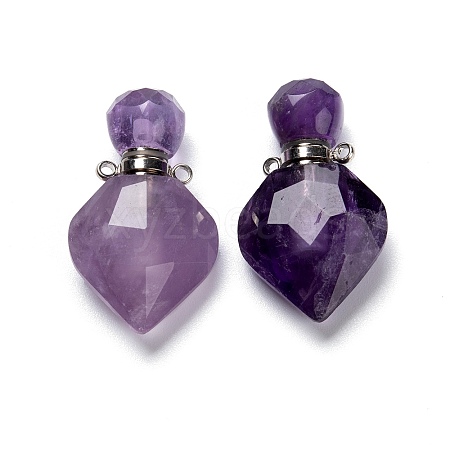 Natural Amethyst Perfume Bottle Pendants G-D058-11P-07-1